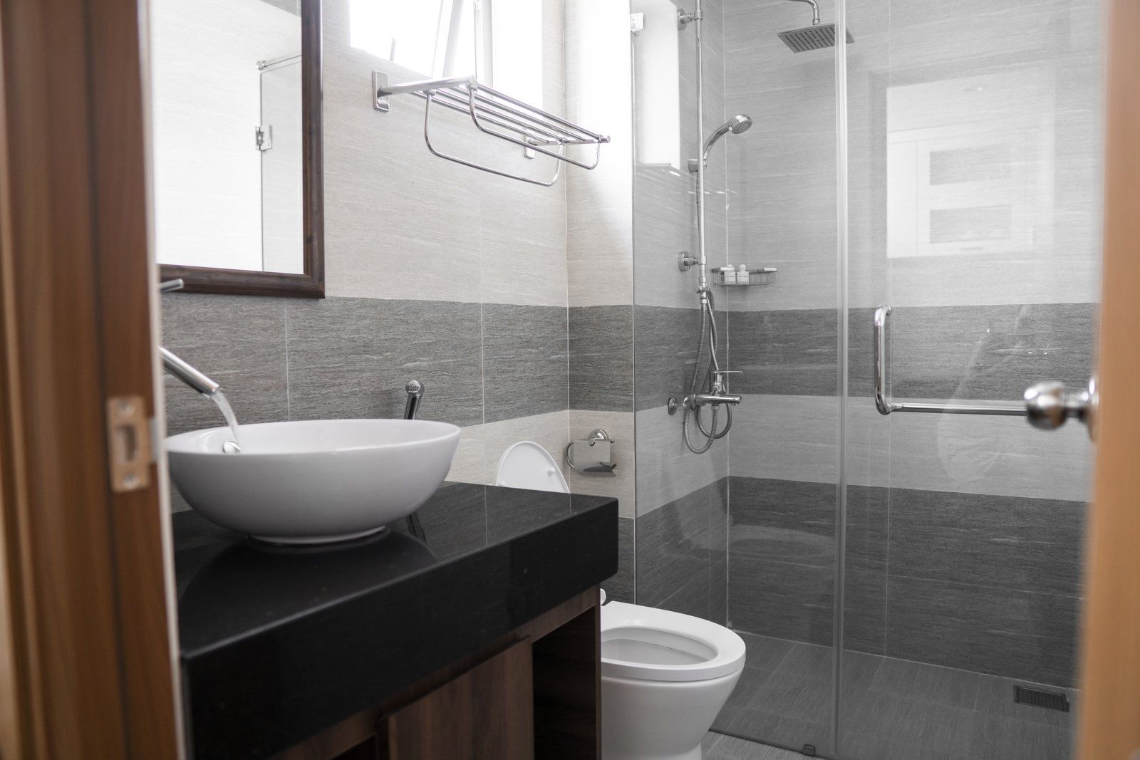 bathroom with glass door