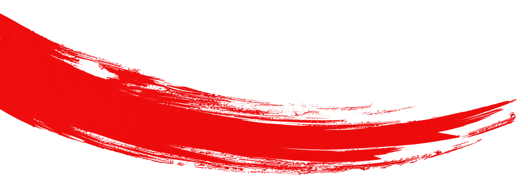Red brushstroke swoosh on a white background