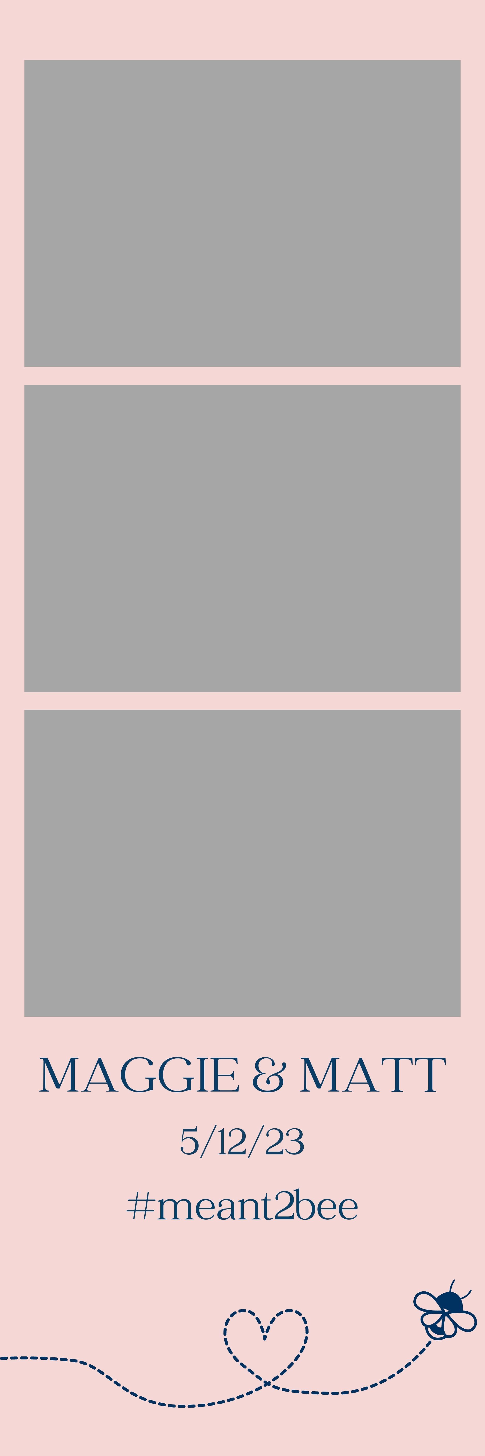 Pastel pink graphic with three gray boxes, “MAGGI B&MALI” text, and a small heart-and-flower doodle at the bottom