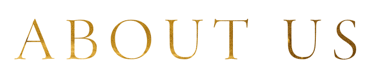 “About Us” text in gold serif font on a light background