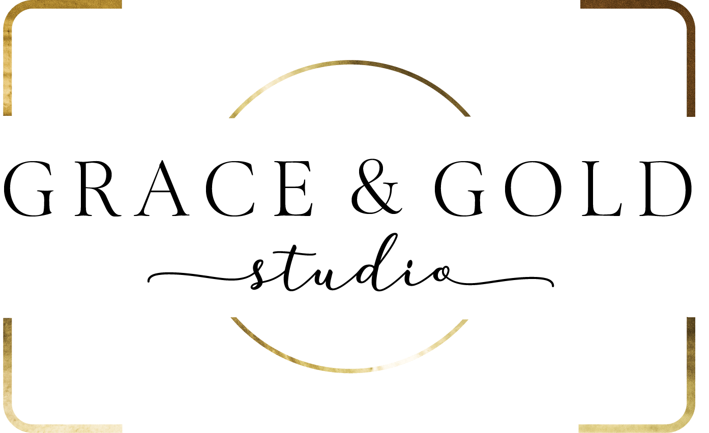 Grace & Gold Studio logo with gold and black text on a white background