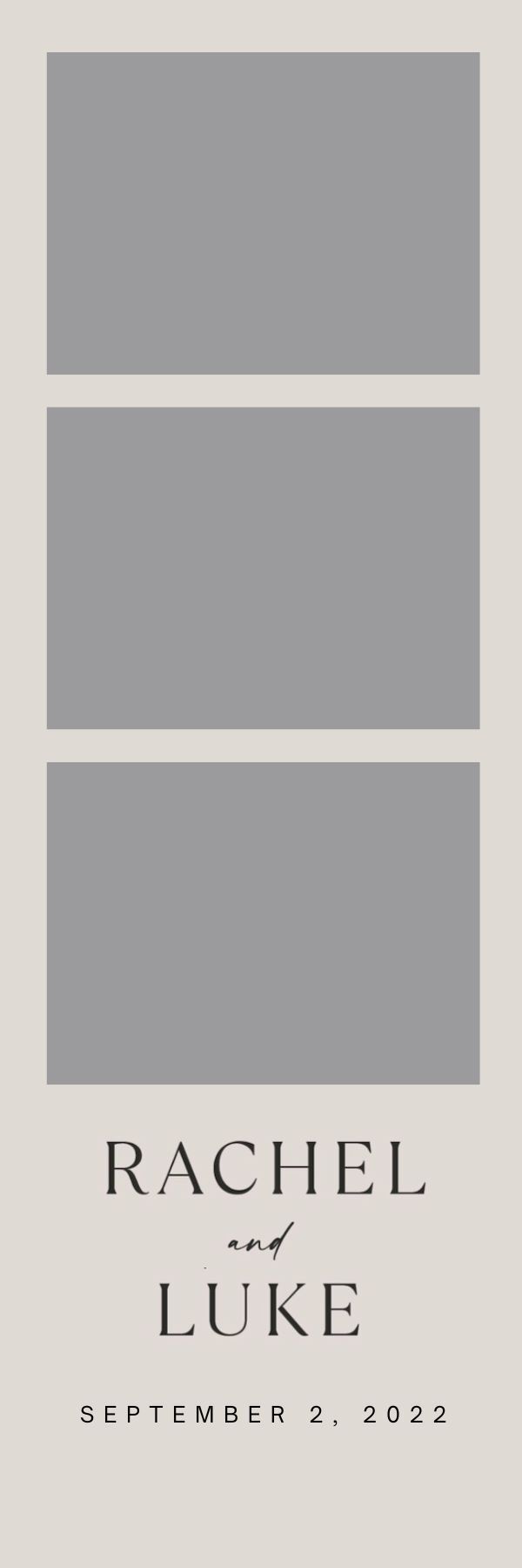 Book cover with three gray panels and the title “Rachel & Luke” by Catherine C. Fox