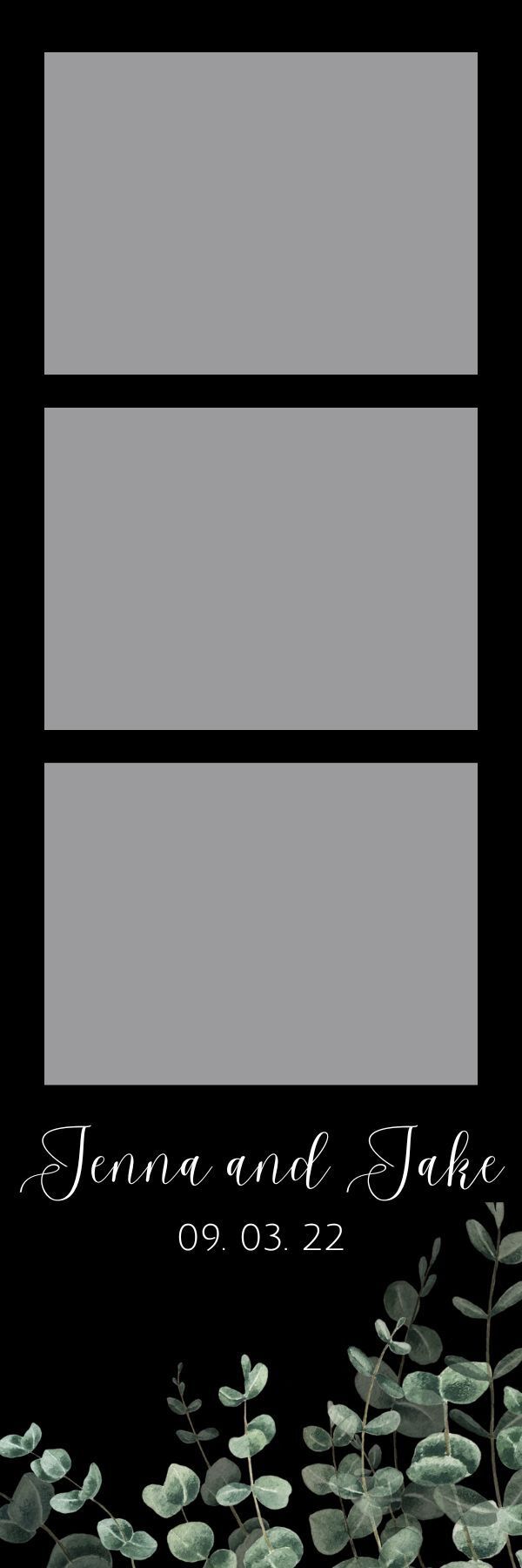 Vertical memorial-style design with three gray panels and floral accents at the bottom, reading “Forever one” and “09 09 23”