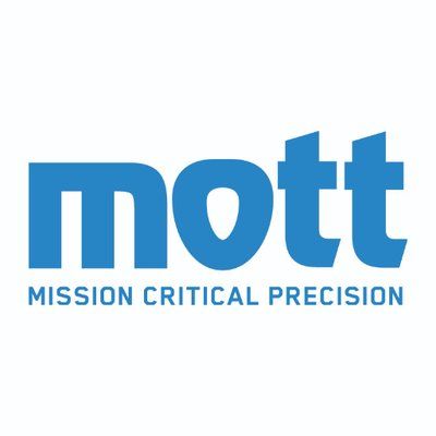 Blue “mott” logo with the tagline “MISSION CRITICAL PRECISION”