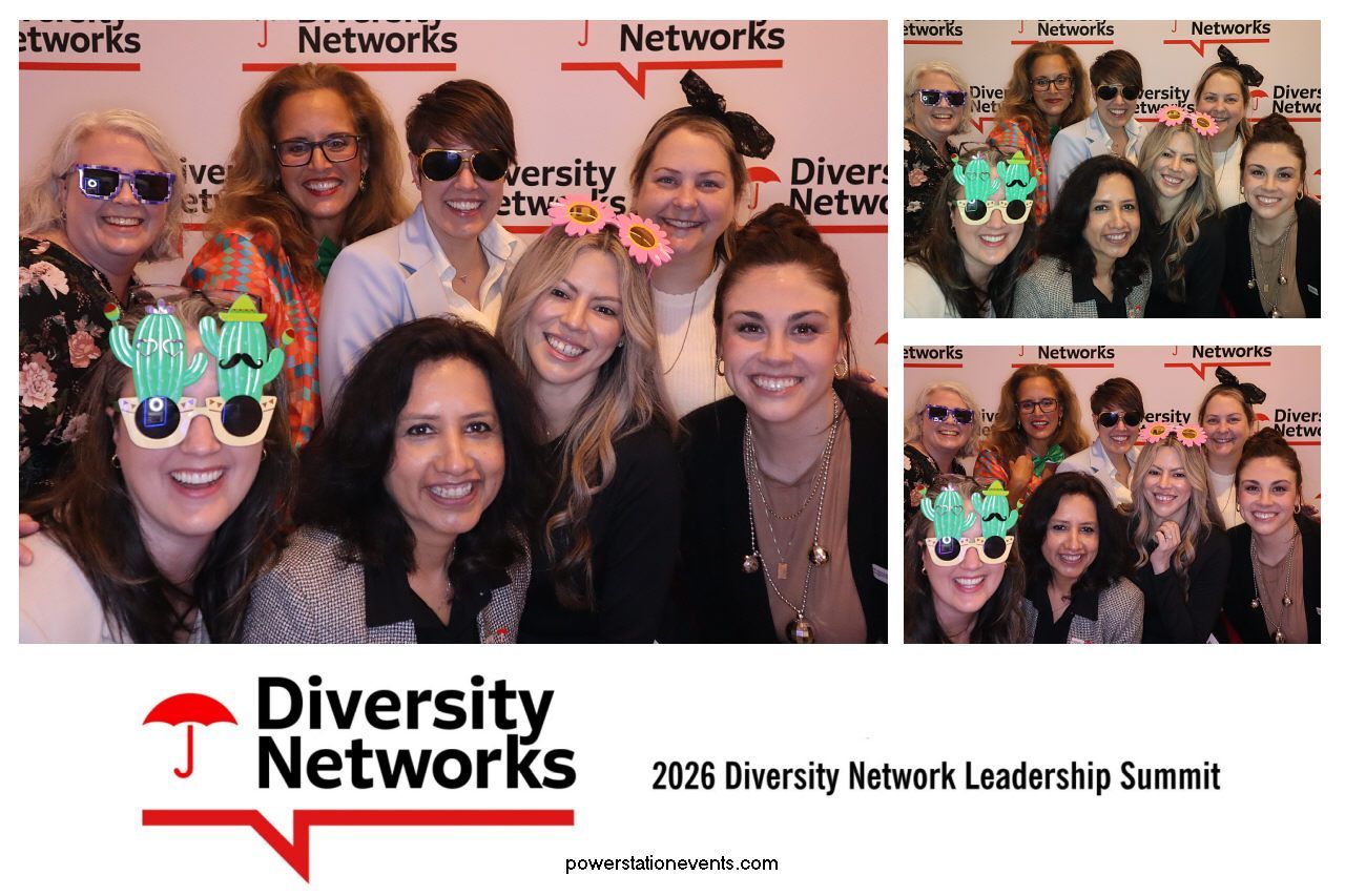 Group posing at Diversity Networks 2026 Diversity Network Leadership Summit, with smaller event photos and logo.