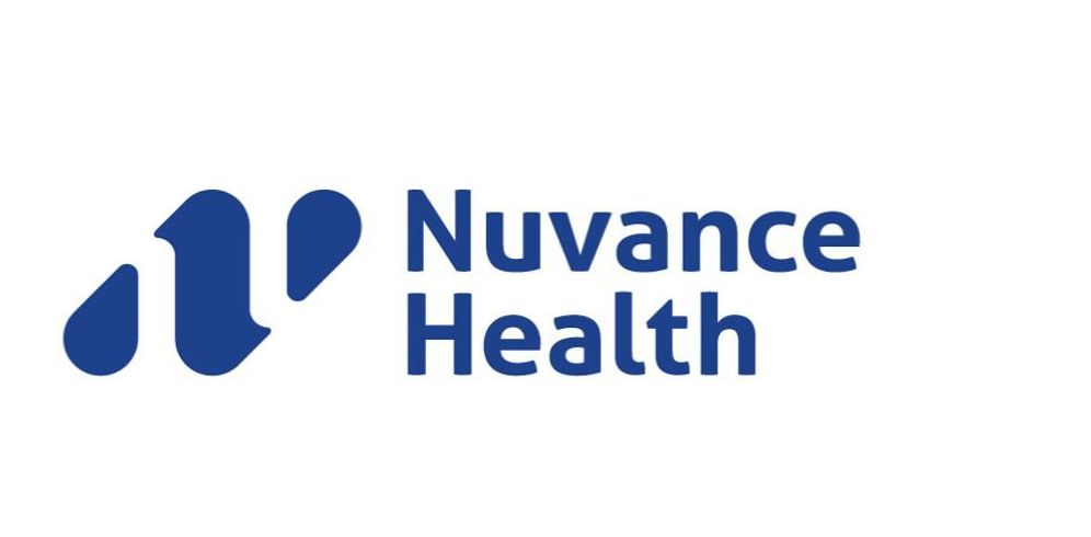 Nuvance Health logo in blue text with a stylized blue icon