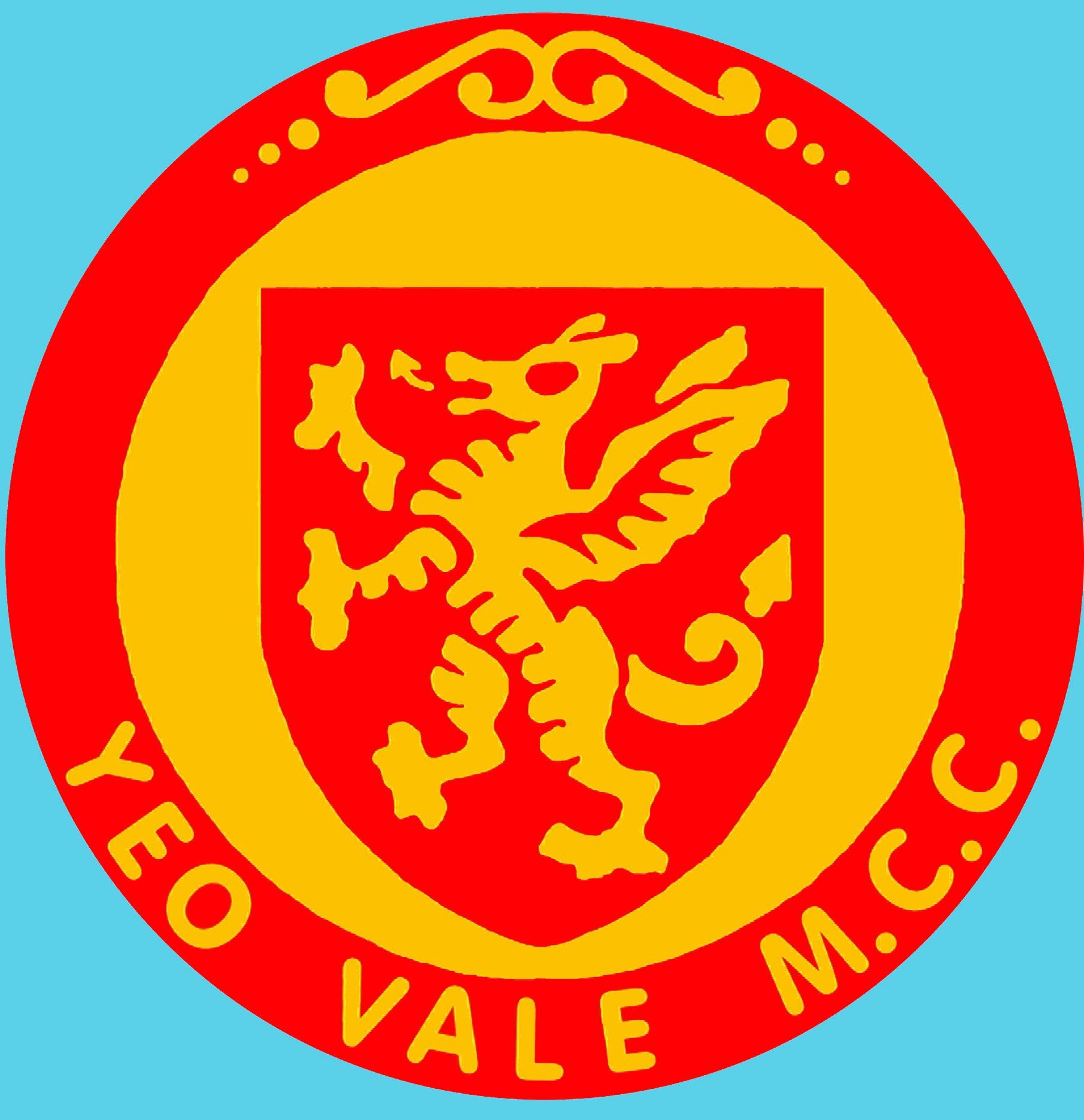 A red and yellow logo for yeo vale m.c.c.