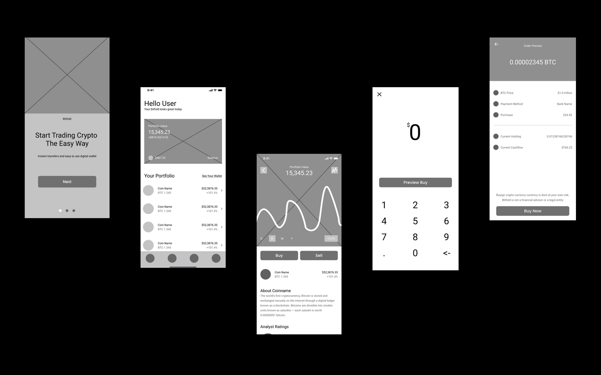 A bunch of screenshots of a mobile app on a black background.