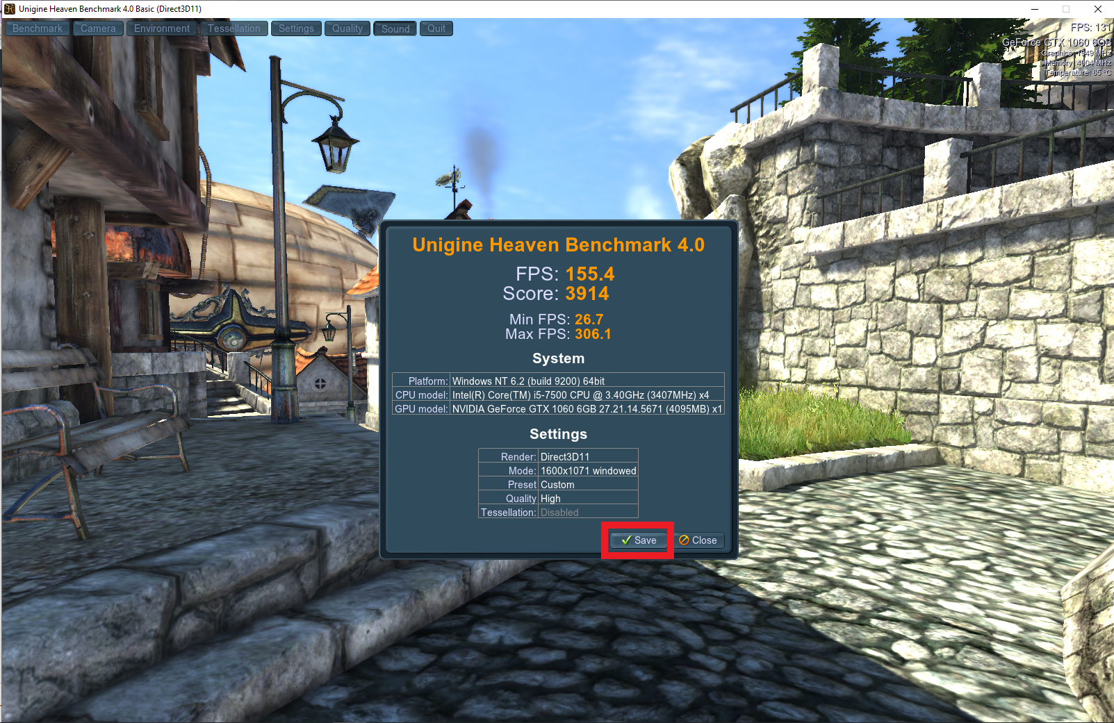 Heaven Benchmark resultaten