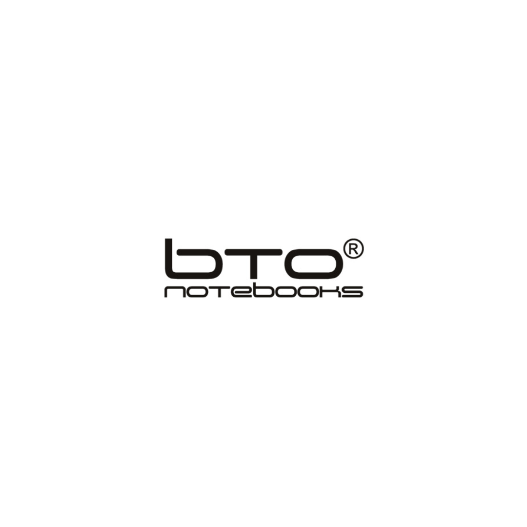 Het logo voor bto notebooks staat op een witte achtergrond.
