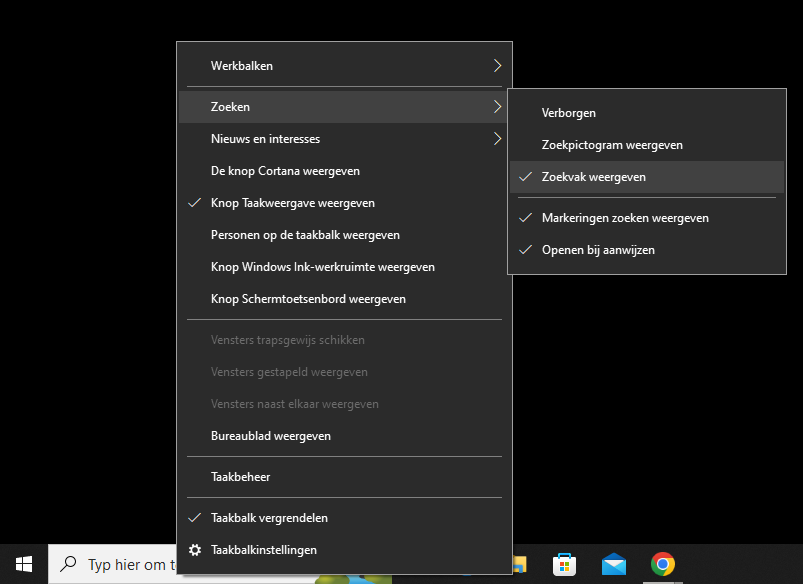 Windows 10 taakbalk