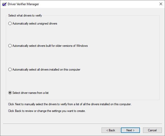 Select driver names from a list