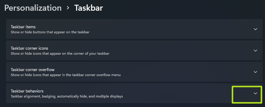 WIndows 11 Taakbalk acties