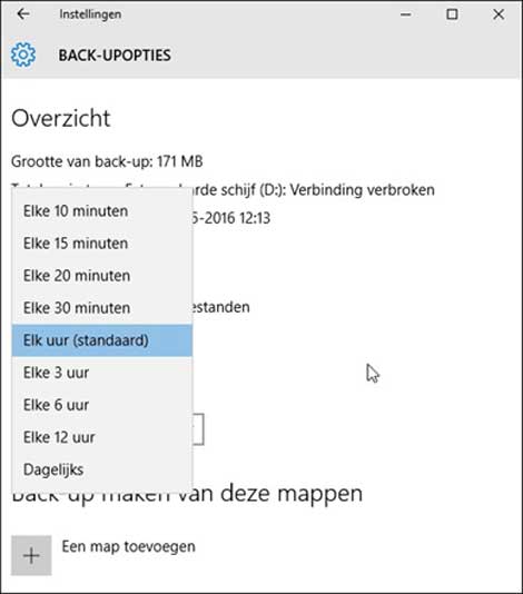 Back-up maken tijdstip