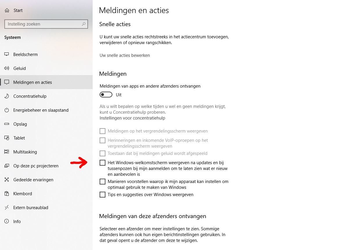 Meerdere meldingen uitschakelen