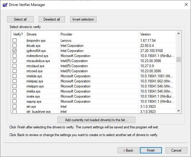 Select drivers to verify