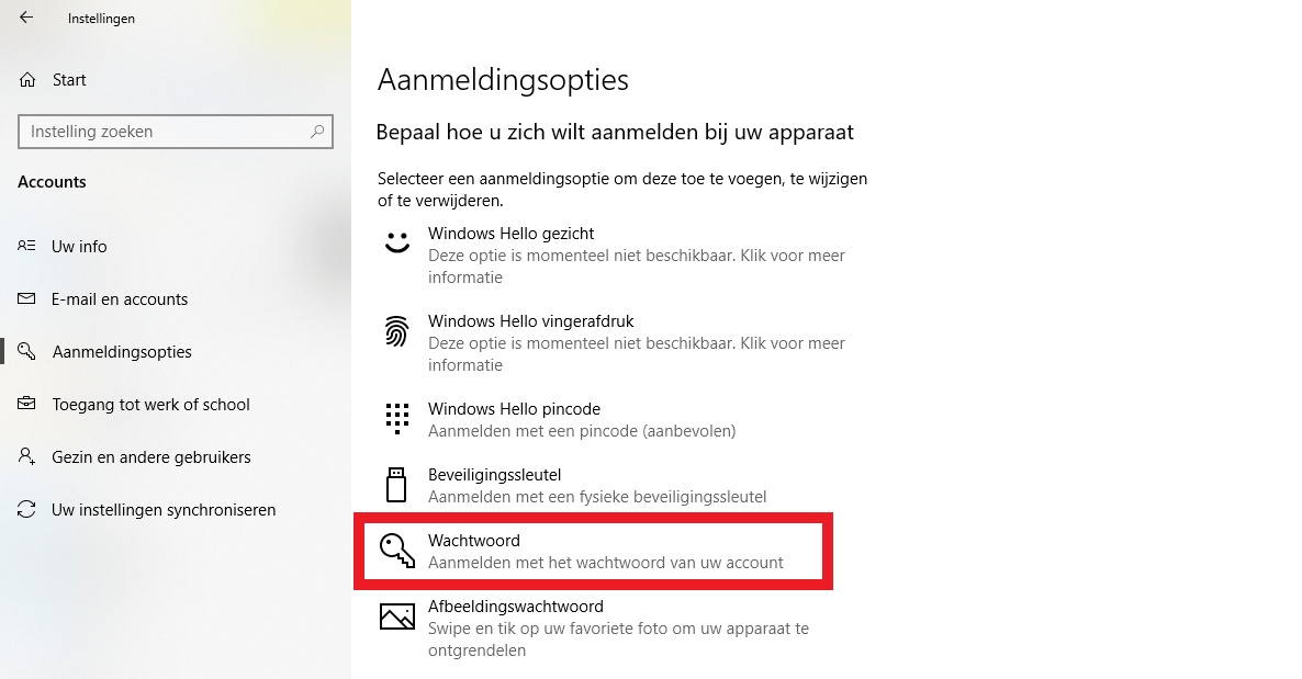 Wachtwoord wijzigen