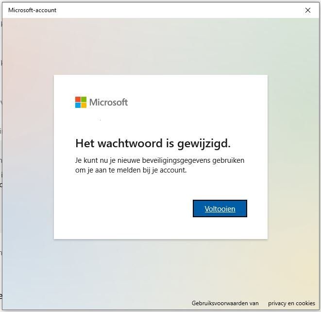 Wachtwoord is gewijzigd
