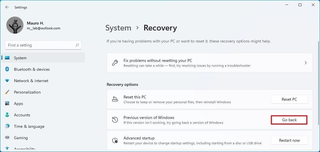 System - Recover