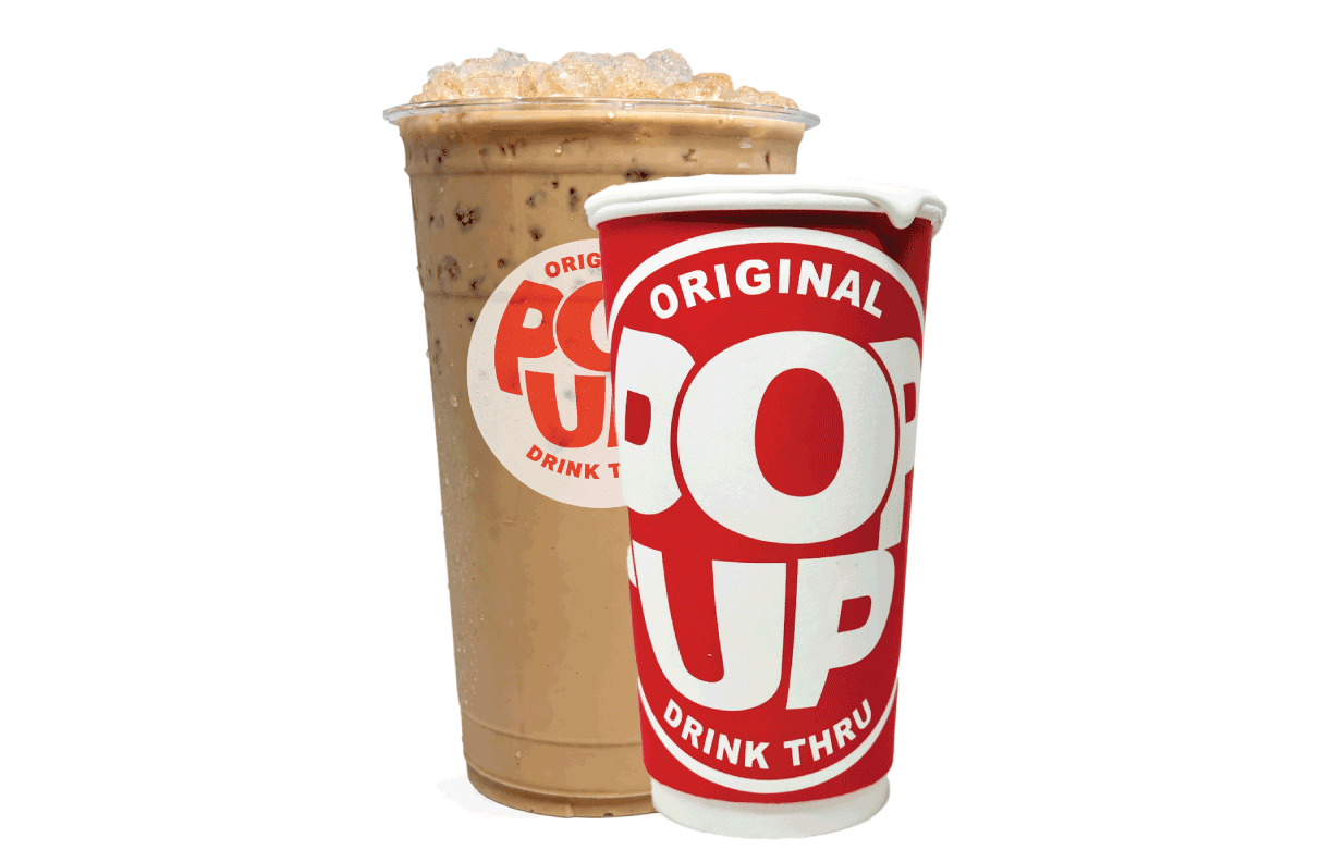Gold Digger coffee shown hot and iced