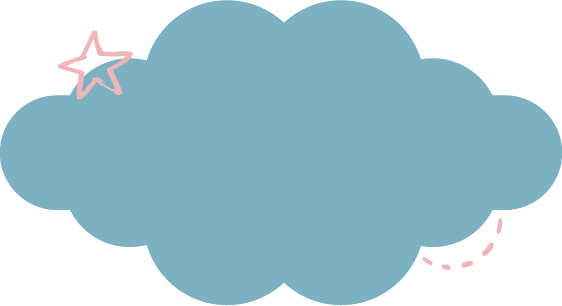 A blue cloud with a pink star on top of it.