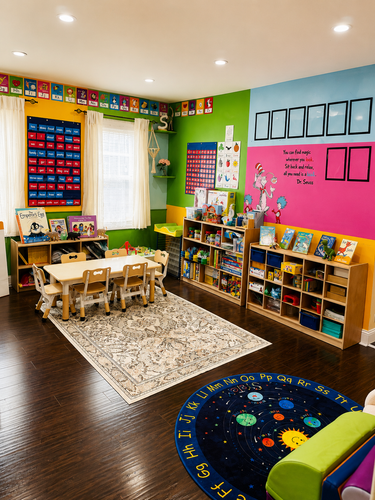 Childproofed cozy home play corner