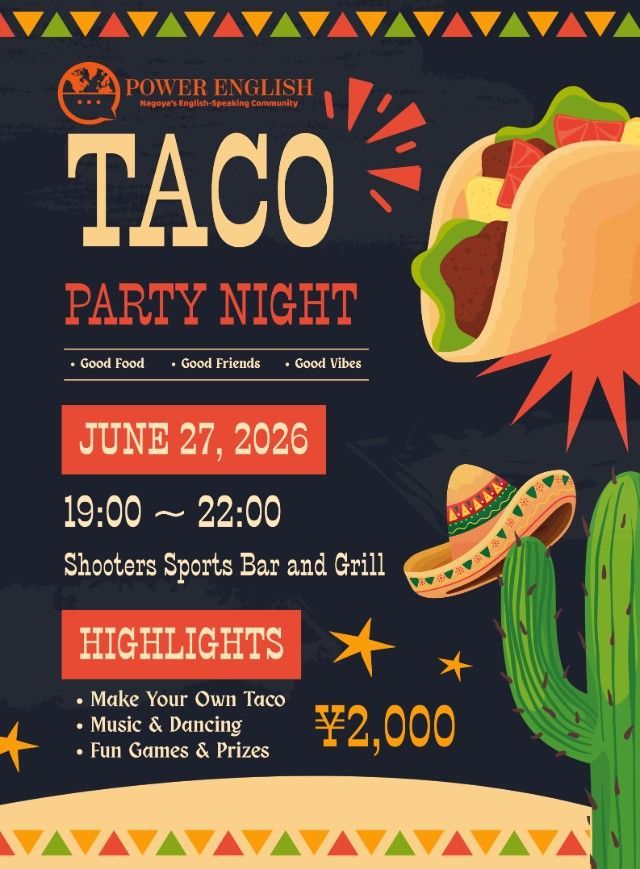 Power English Taco Party Night flyer