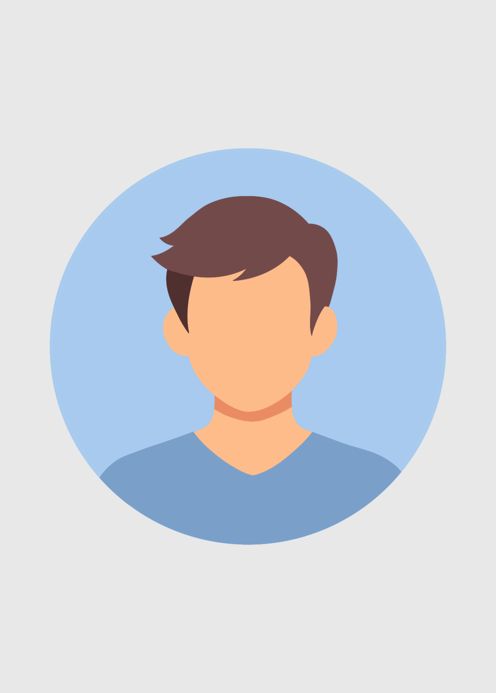Illustration d'avatar stylisée sur fond bleu avec des cheveux bruns