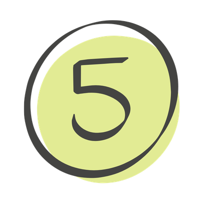 Le chiffre 5 noir est inscrit dans un cercle vert clair à contour foncé.