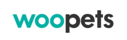 Logo Woopets en turquoise et texte noir sur fond blanc