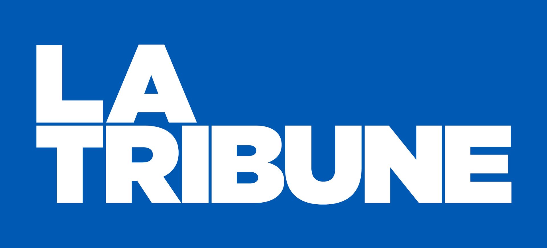 Logo de La Tribune en blanc sur fond bleu
