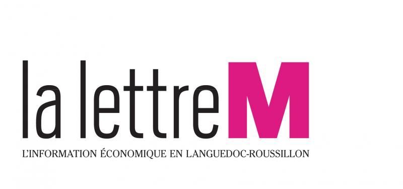 La lettre M logo in black and magenta, with tagline “L’information économique en Languedoc-Roussillon”