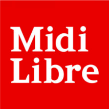 Logo carré rouge avec texte blanc indiquant « Midi Libre »