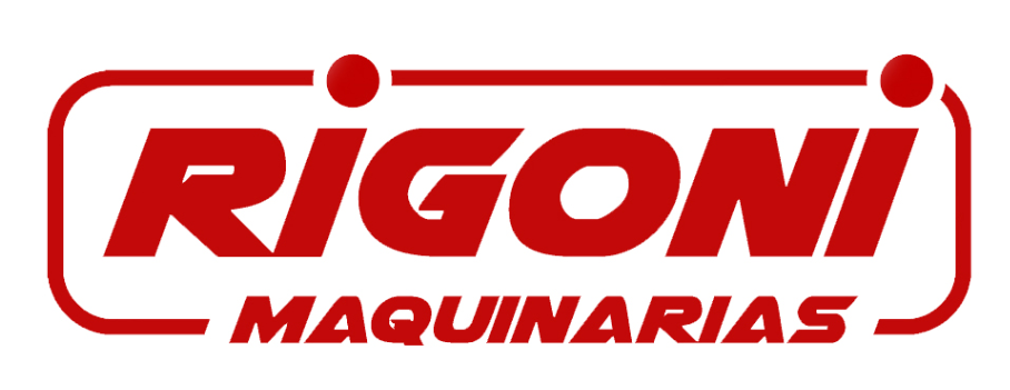 Logotipo de RIGONI MAQUINARIAS en texto rojo sobre fondo blanco.