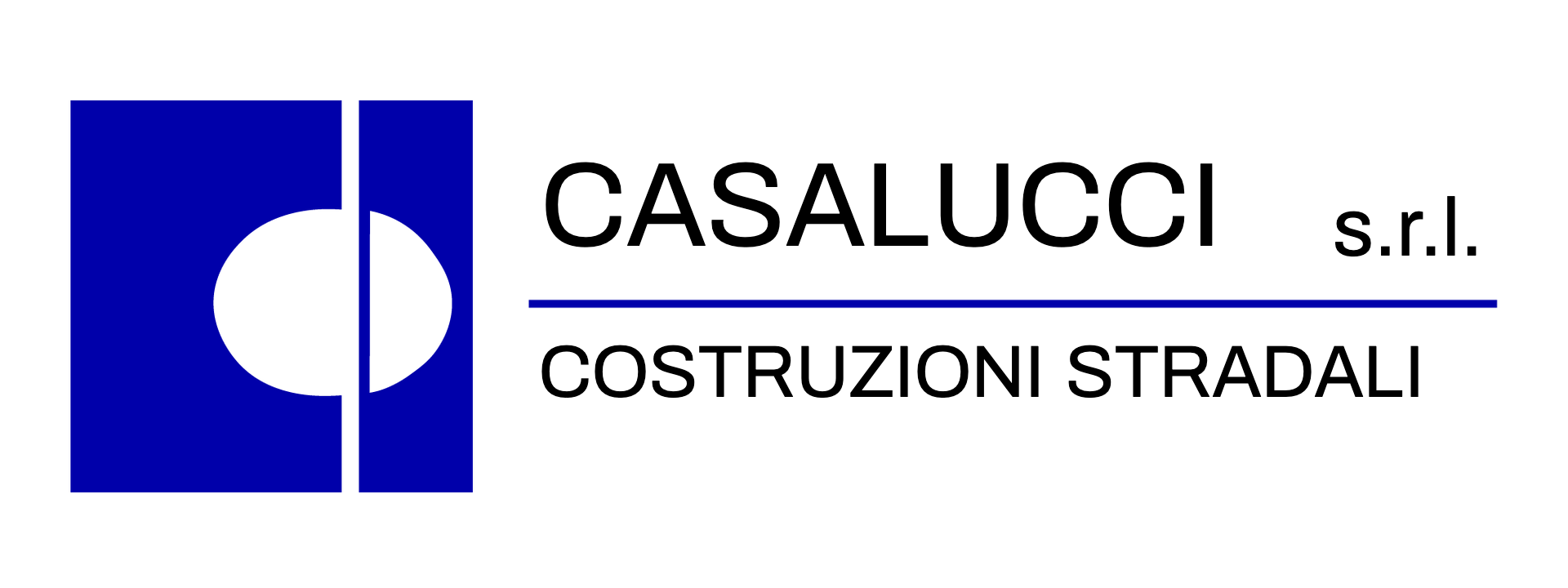 un logo bianco e blu per casalucci srl