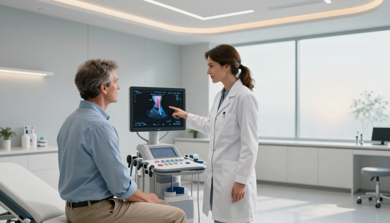 Doctor discussing vein health with patient