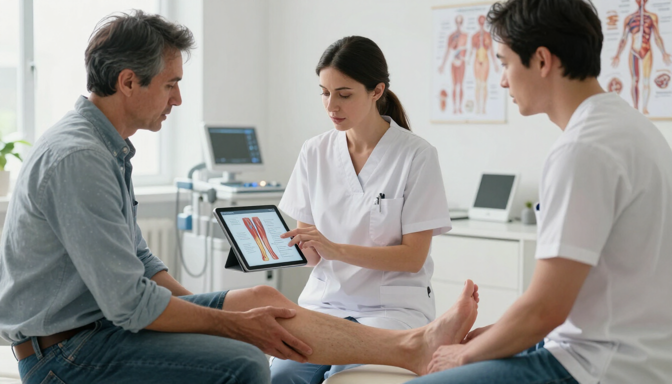 Vein specialist in St. Augustine examining patient for leg swelling
