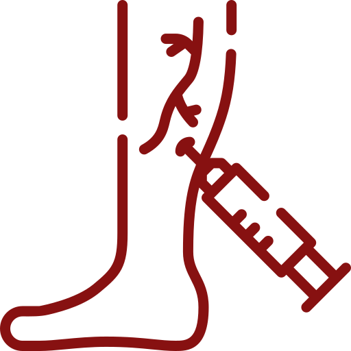 Foot and ankle with a syringe injecting into the Achilles tendon area
