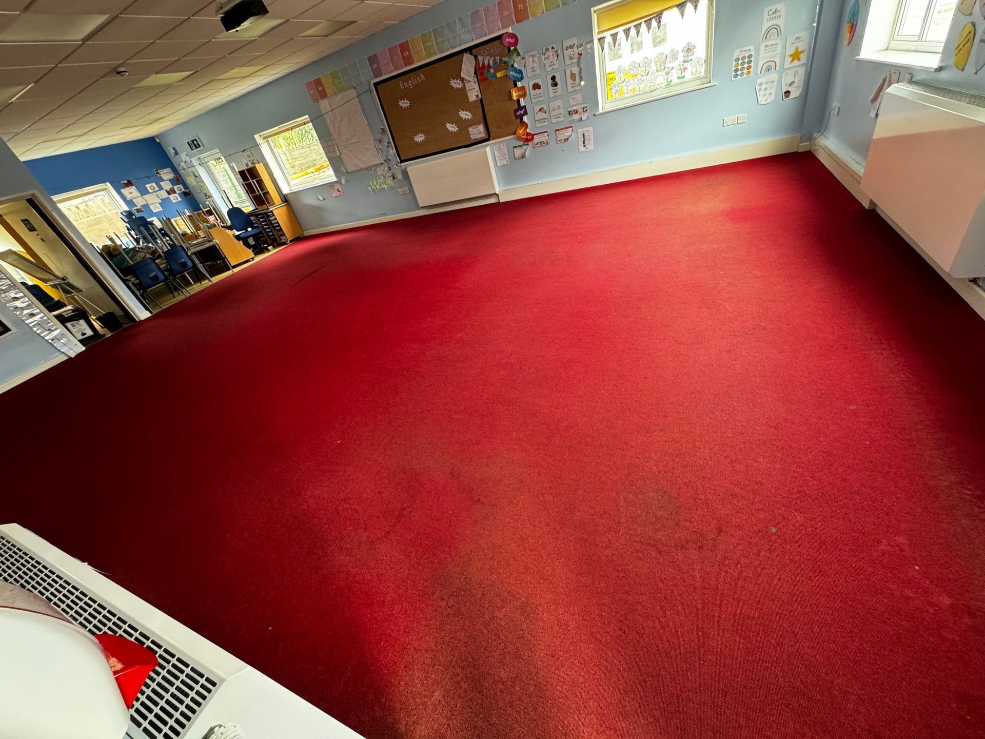 Clean office carpet after a regular weekly office clean