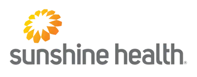 A logo for sunshine health with a flower in the middle