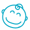 A drawing of a baby 's head with a smile on it.