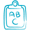 A clipboard with the letters a , b , and c on it.