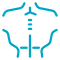 Blue bracket-shaped icon connected by a vertical line with a dashed segment and horizontal lines.