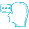 A drawing of a person 's head with a speech bubble coming out of it.