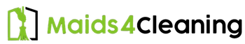 Maids4Cleaning logo with green house icon and black-and-green text