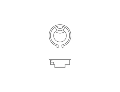 Minimal black line icon of a circular device above a small base on a white background