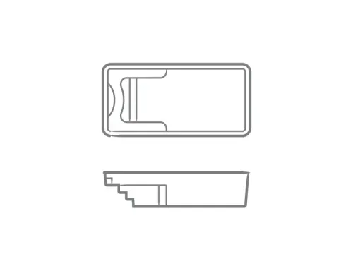 Technical line drawing of a rectangular device shown from top and side views.