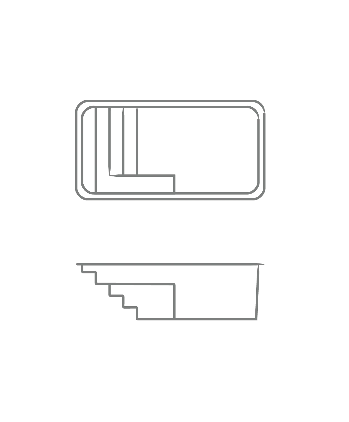 Line drawing of a stair-step shelf or layered block inside a rounded rectangle