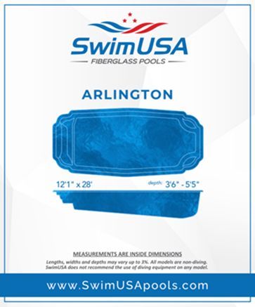 SwimUSA Arlington fiberglass pool, blue rectangular design, 12'1
