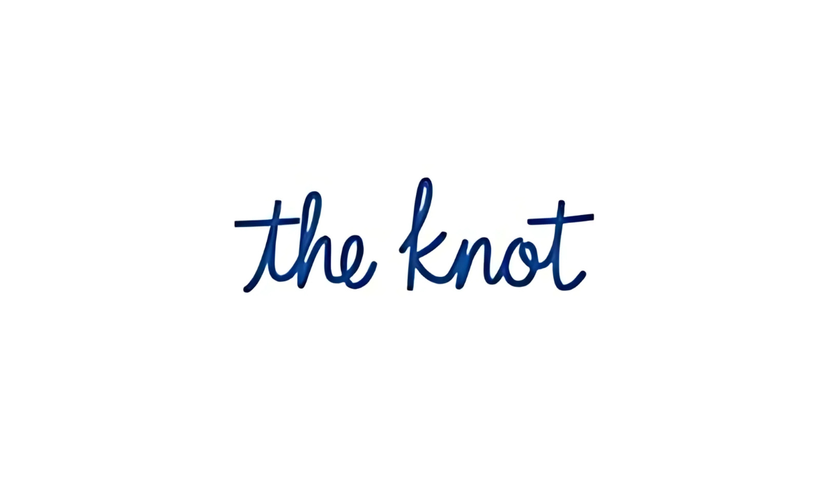 The word the knot is written in blue on a white background.